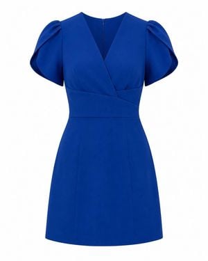 Girl In Mind Bridget Twist Font Split Arm Mini Dress Cobalt - Blue