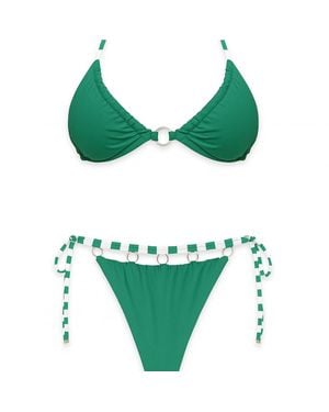 Live Kolibri String Bikini Set With Metal Detail - Green