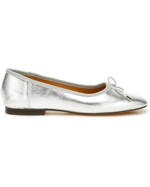 Rag & Co Primrose Metallic Pleather Bow Ballerinas - White