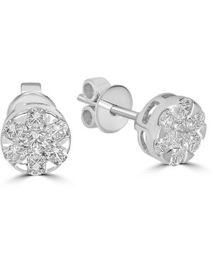 Artisan Round Diamond Cluster Earrings - Metallic