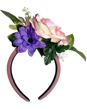 Natalia Petruch Rosalie Velvet Flower Oversized Headband - Blue