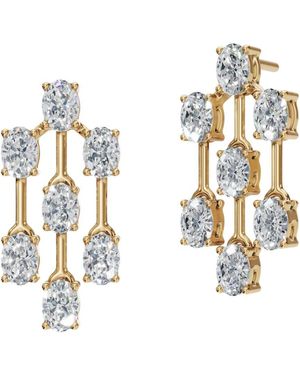 Aya Fine Jewelry Ten Kt Elegant Oval Diamond Multi-Drop Earrings - Metallic