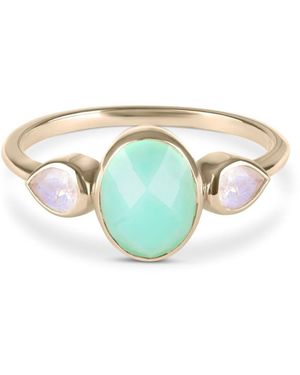 Zohreh Semi-Precious Chrysoprase Moonstone Gold Ring - White