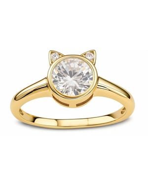 Kylie Harper Bezel-Set Diamond Cz Kitty Cat Ring - Metallic