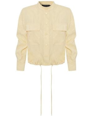 Exquise Regular Fit Drawstring Bomber Jacket - Natural