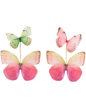 Oana Savu Mismatched Silk Butterfly Earrings Statement Pair - Pink