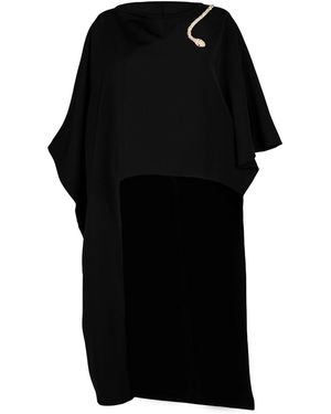 Laines London Laines Couture Asymmetric Blouse Cape With Embellished Crystal & Pearl Snake - Black