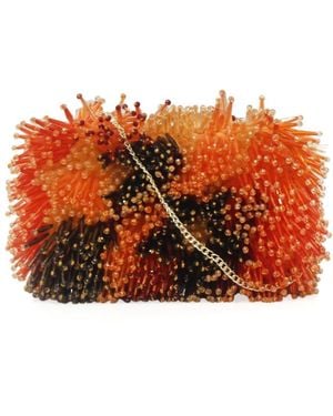 Sibylla Delphica Glass Beads Embellished Clutch Bag - Orange