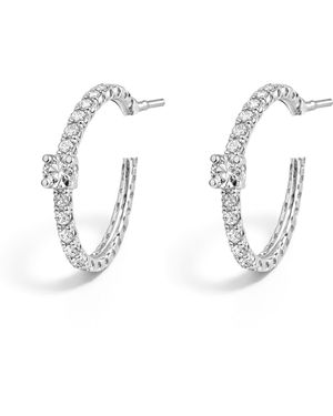 Maison De Gala Crystal Accent Hoop Earrings - Metallic