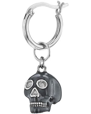 True Rocks Mini Skull Hoop Sterling & Gunmetal - White