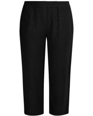 Haris Cotton Solid Wide Leg Linen Pants With Slant Pocket - Black