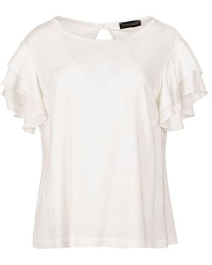 Conquista Neutrals Frill Detail Ecru Top - White