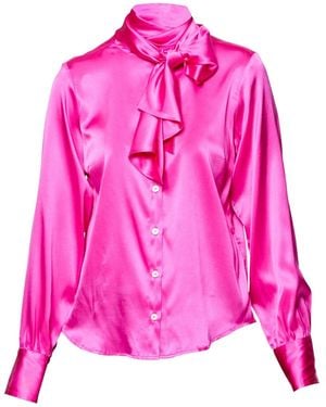 Helen Mcalinden Anastasia Cyclamen Silk Pussybow Blouse - Pink