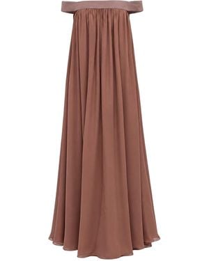 Humans & Land The Bilqis – Chiffon Silk Dress - Brown