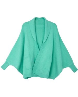 Saachi Open Front Oversized Aqua Cardigan Jumper - Green