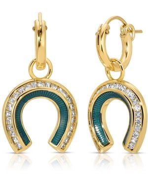 Glamrocks Jewelry Good Fortune Horseshoe Huggies - Metallic