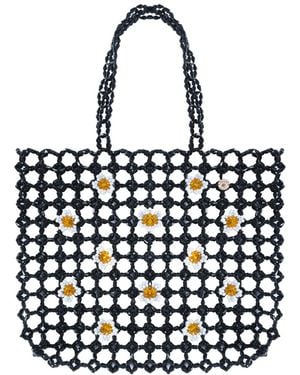 Tillie Beads Honeycomb Beaded Tote Bag - Black