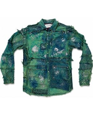 Zasta Studio Wearable Ruins Shredded Denim Coloured Shirt A - Green