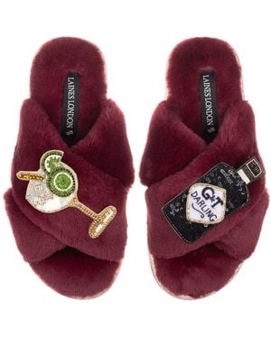 Laines London Classic Laines Slippers With Botanical Gin & Glass Brooches - Purple