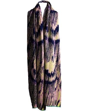 Essien & Emre Aureus Merino Wool Knitted Pattern Scarf - Blue