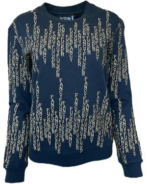 Any Old Iron Golden Embroidered Matrix Fancy Fucker Sweatshirt - Blue