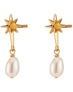 Scream Pretty Angel Star & Pearl Drop Stud Earrings - Metallic