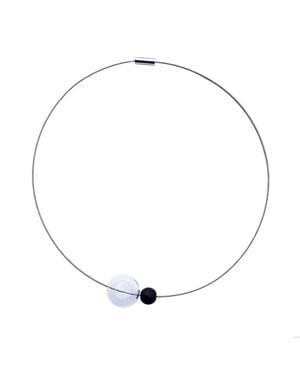 Laura Daili Neutrals Circle – Blown Glass Bubbles Necklace - Metallic