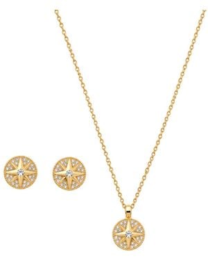Uchi and Soto Enso Star Pendant Necklace & Earrings Set - Metallic
