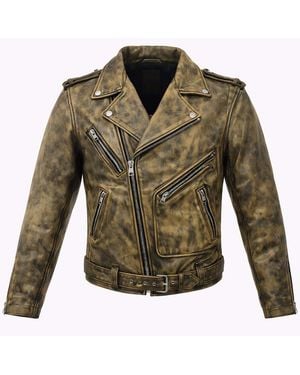 Zasta Studio Dirt Biker- Biker Leather Jacket - Green
