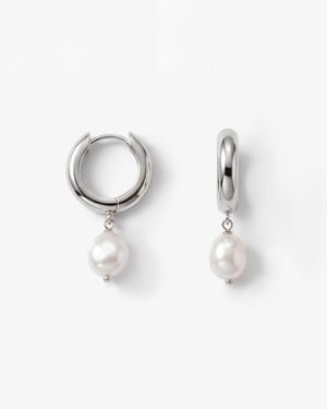 Elk & Bloom Chunky Freshwater Pearl Hoops - White