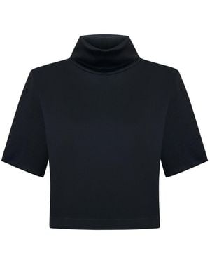 Thisisu Collection Mira Padded-Shoulder High-Neck Top - Blue