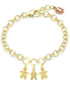 Unaloe Adjustable Plated Mom Bracelet With Three Charms Two Girls And One Boy Perfect Gift For Moms - Metallic