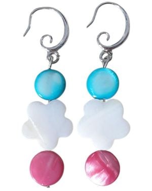 Way to Chic Natural Shell Flower Earrings - Blue