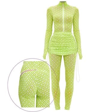 Monosuit Neutrals Set Suit Zipper Full Bodysuit & Skirt Lime - Green