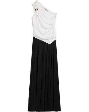 Nocturne One-Shoulder Contrast Maxi Dress - Black