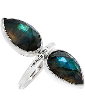 Heather Hawkins Jewelry Double Lotus Beauty Semi-Precious Custom Cut Gemstone Ring - Green
