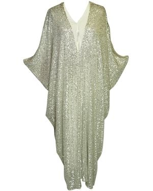 Jennafer Grace Platinum Sequin Kaftan Caftan Dress - Green