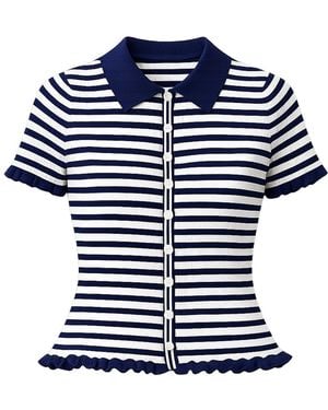 Yumi' Nautical Striped Knitted Top - Blue