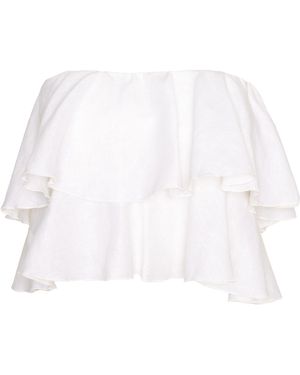 Ofuure Linen Koko Ruffle Top - White