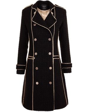 AVENUE No.29 Double Breasted Military Coat With Contrast Buttons – - Black