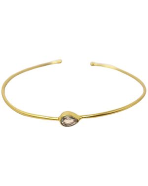 Harfi Plated Topaz April Birthstone Crystal Bangle - Metallic
