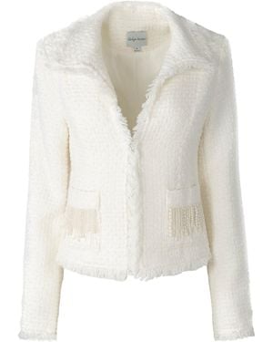 Solgo Atelier Tia Shimmering Tweed Bouclé Crop Jacket - White