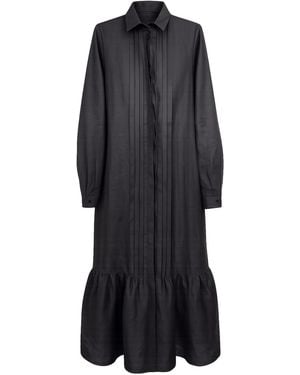 Exquise Venus Long Sleeve Linen Shirt Dress - Black