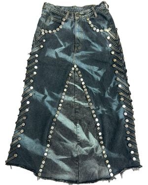 Zasta Studio Shred Couture Carbon Clash Studded Denim Skirt G - Blue