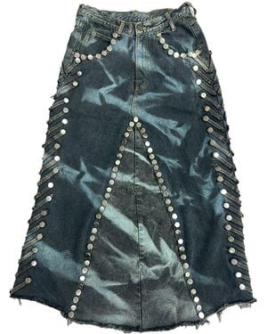 Zasta Studio Shred Couture Carbon Clash Studded Denim Skirt G - Blue