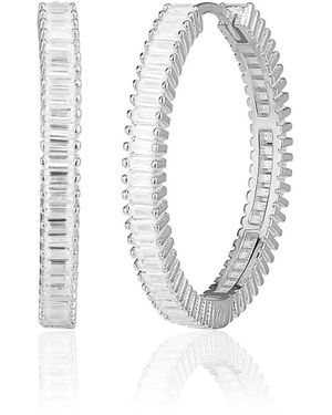 BY EDA DOGAN Baguette Stone Hoop Earring - Metallic