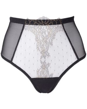 Something Wicked Arabella Sheer Lace High Waisted Thong - Black