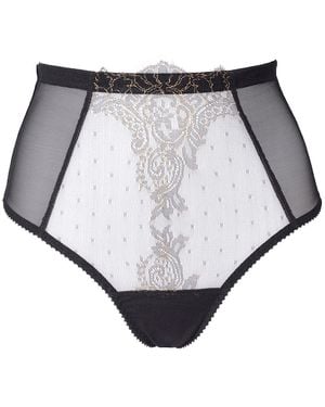 Something Wicked Arabella Sheer Lace High Waisted Thong - Black
