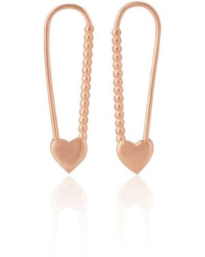 Spero London Heart Beaded Safety Pin Sterling Earring - Pink