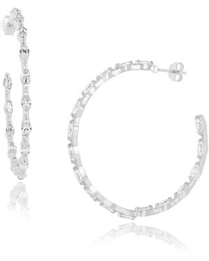 Moon London Epic Sparkling Large Sterling Hoops - White